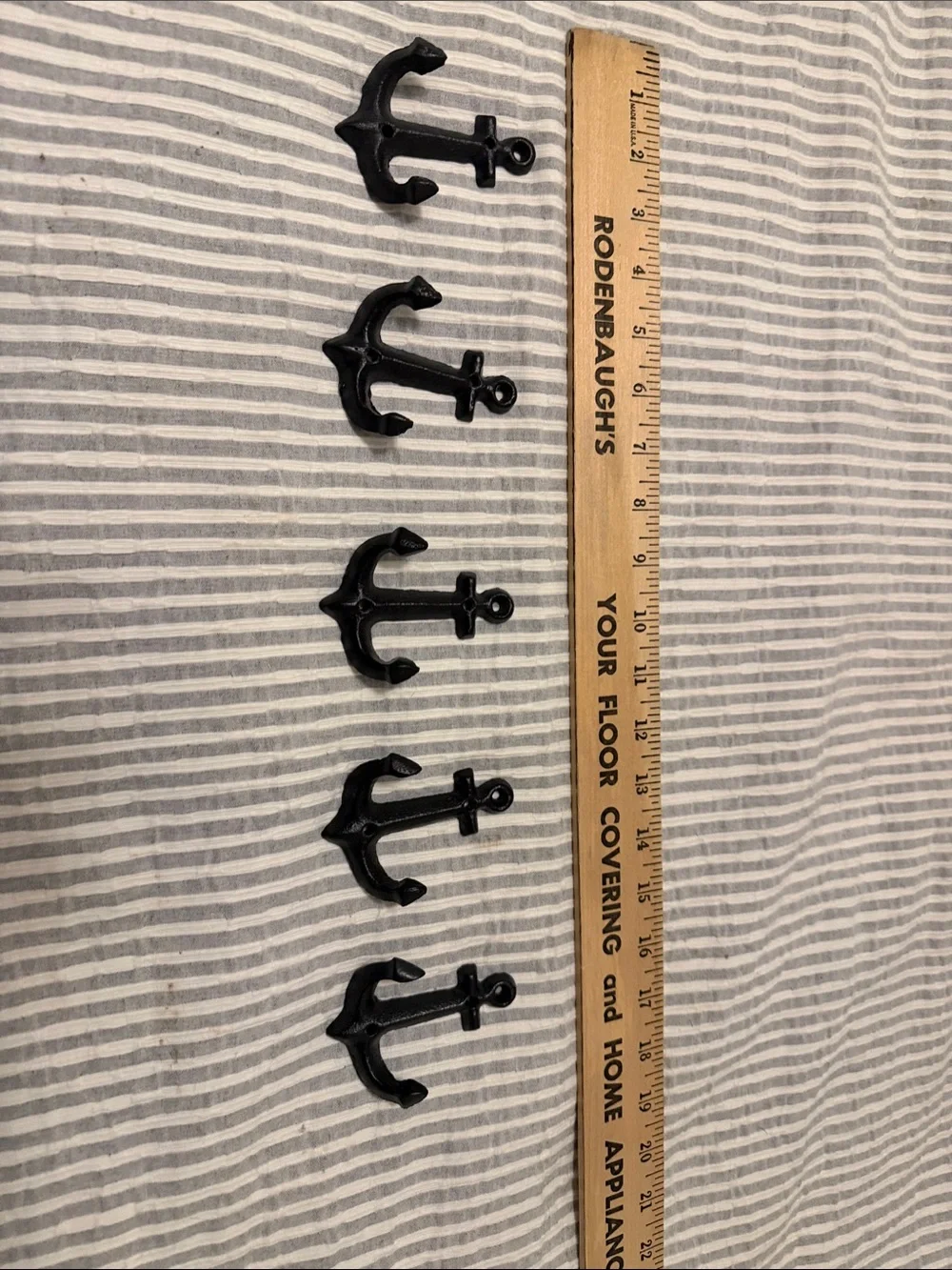 Black Anchor Wall Hooks - Unbranded Rustic Metal Decor (Set of 5)
